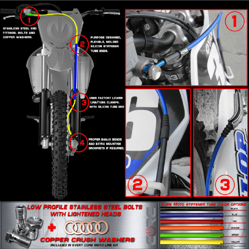 CORE MOTO - Kawasaki Offroad Front and Rear Brake Line Combo Kit