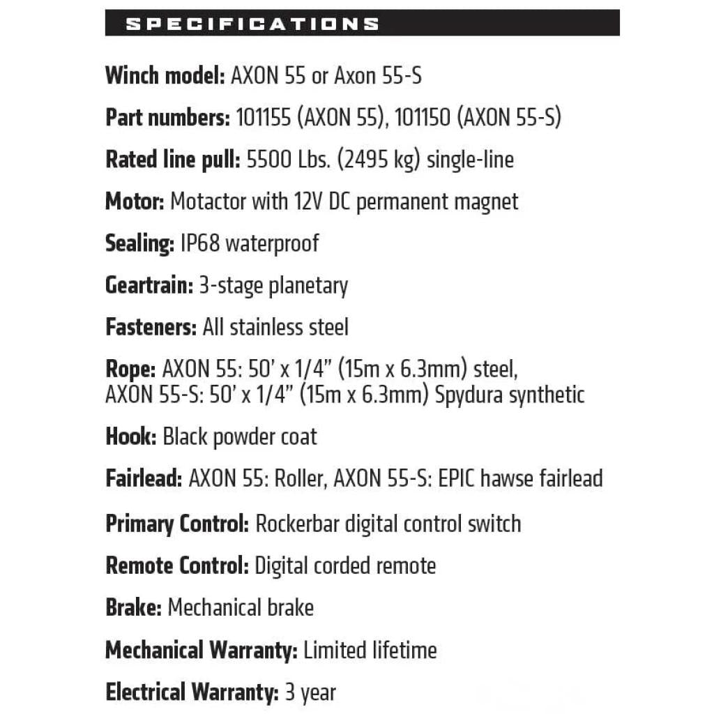 Warn AXON 55 Synthetic 5,500 Lb Powersport Winch | 101150