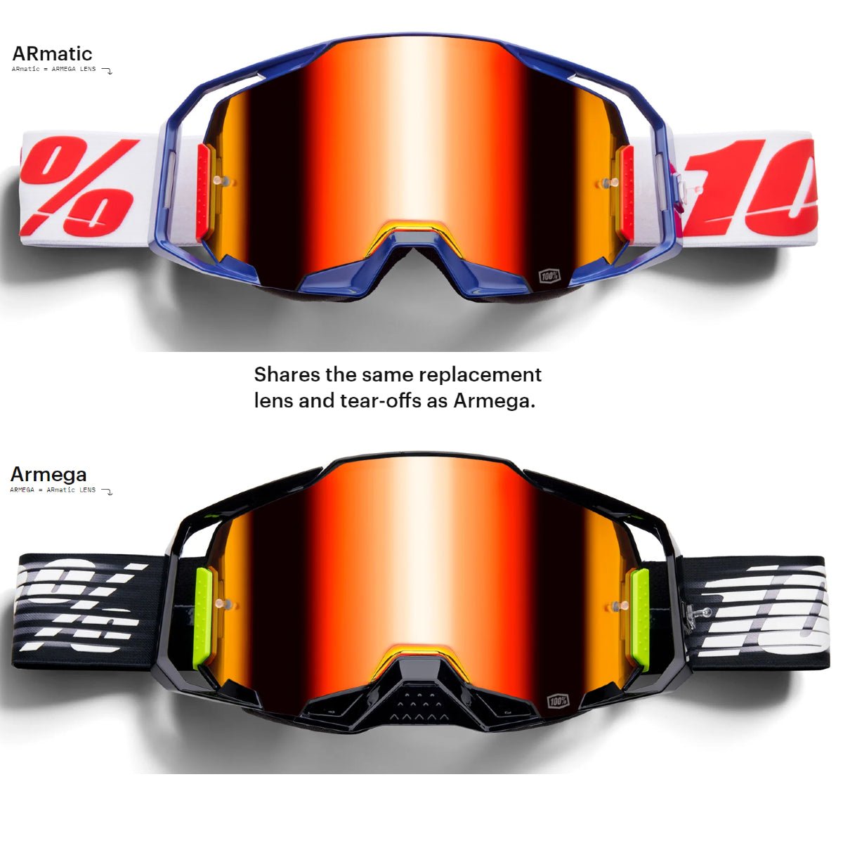 100 tear off goggles 100% ARmatic Forecast Goggle - Black