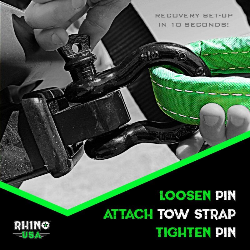 Rhino USA Shackle Hitch Receiver W/ D-Ring (White)