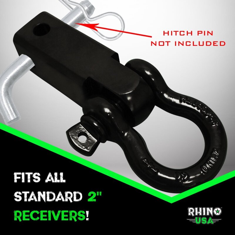 Rhino USA Shackle Hitch Receiver W/ D-Ring (White)