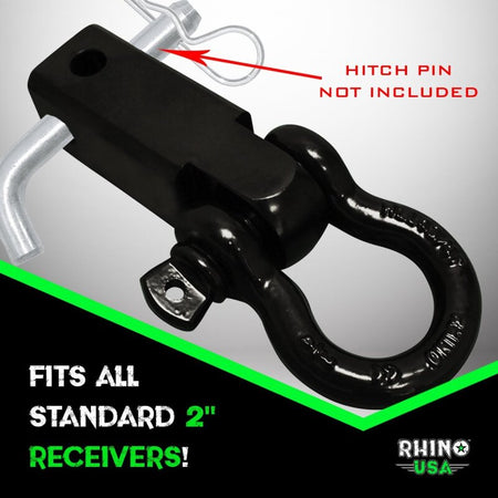 Rhino USA Shackle Hitch Receiver W/ D-Ring (White)
