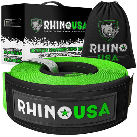 Rhino USA Recovery Tree Saver Strap 3Inx8Ft (Black)
