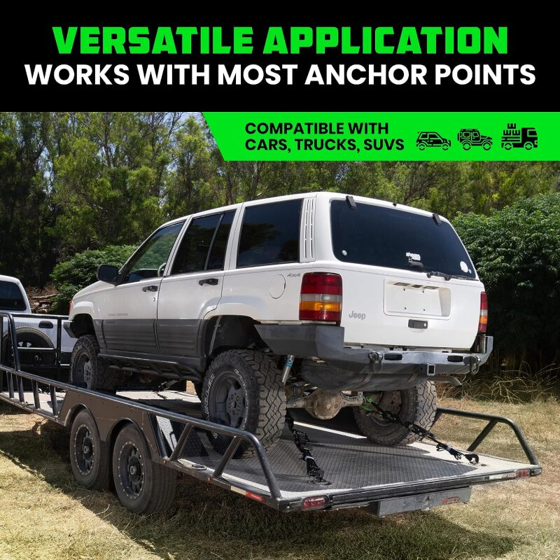 Rhino USA Heavy Duty Vehicle Tie Down Kit (Snap Hook)