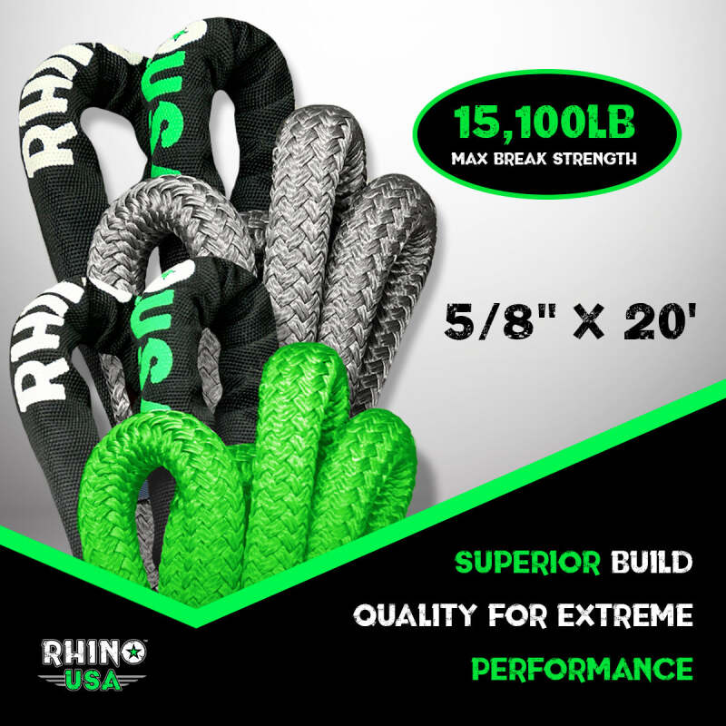 Rhino USA Kinetic Energy Recovery Rope (5/8In X 20Ft) Green
