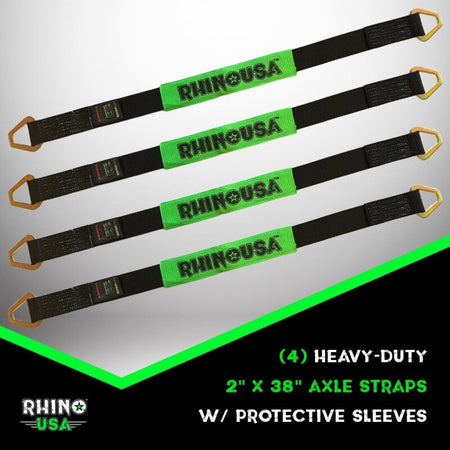 Rhino USA Axle Tie Down Straps (4-Pack) 2In X 38In - Green