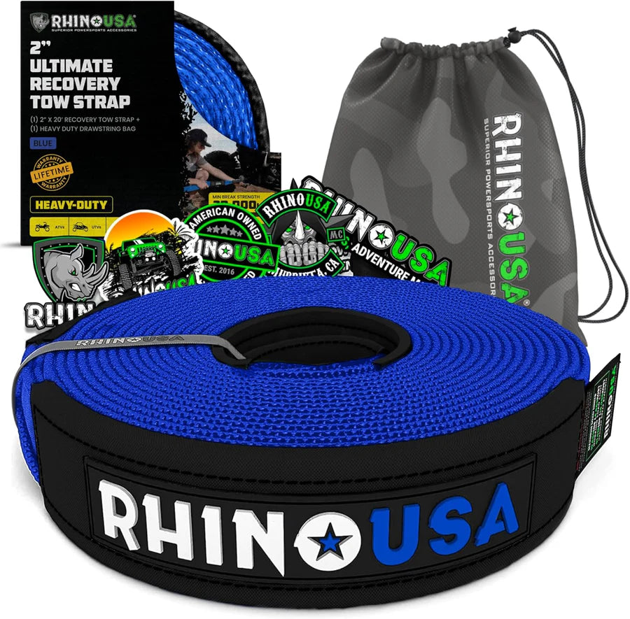 Rhino USA 2" x 20' Ultimate Recovery Tow Strap | RG-TS2X20