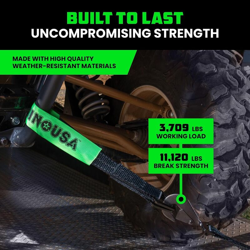 Rhino USA Heavy Duty Vehicle Tie Down Kit (Snap Hook)