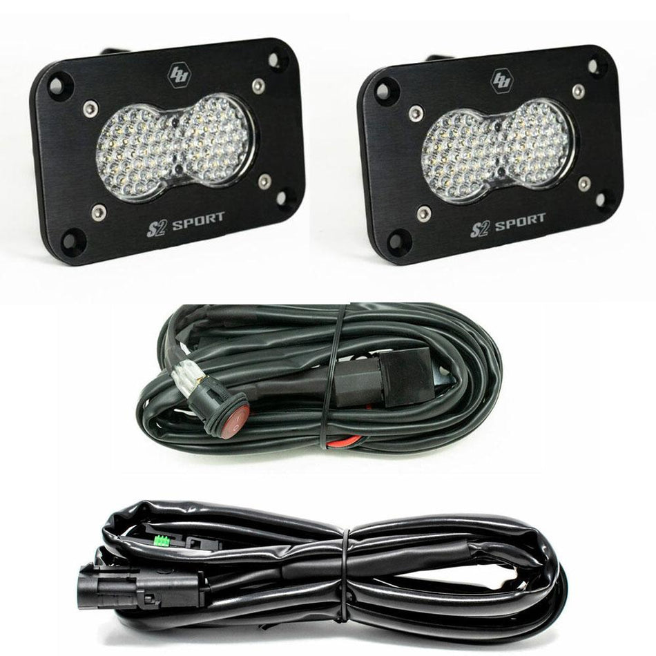 Baja Designs S2 Sport Black Flush Mount LED Light Pod Reverse Kit