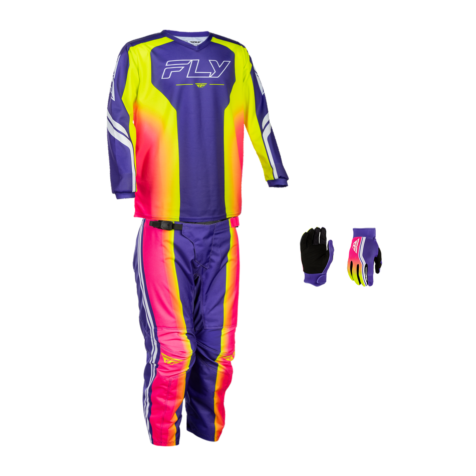 Fly Racing Youth F-16 Raze Gearset - Purple/Red/Yellow