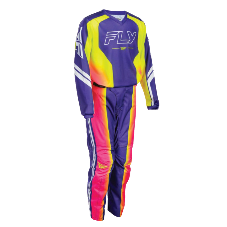 Fly Racing Youth F-16 Raze Gearset - Purple/Red/Yellow
