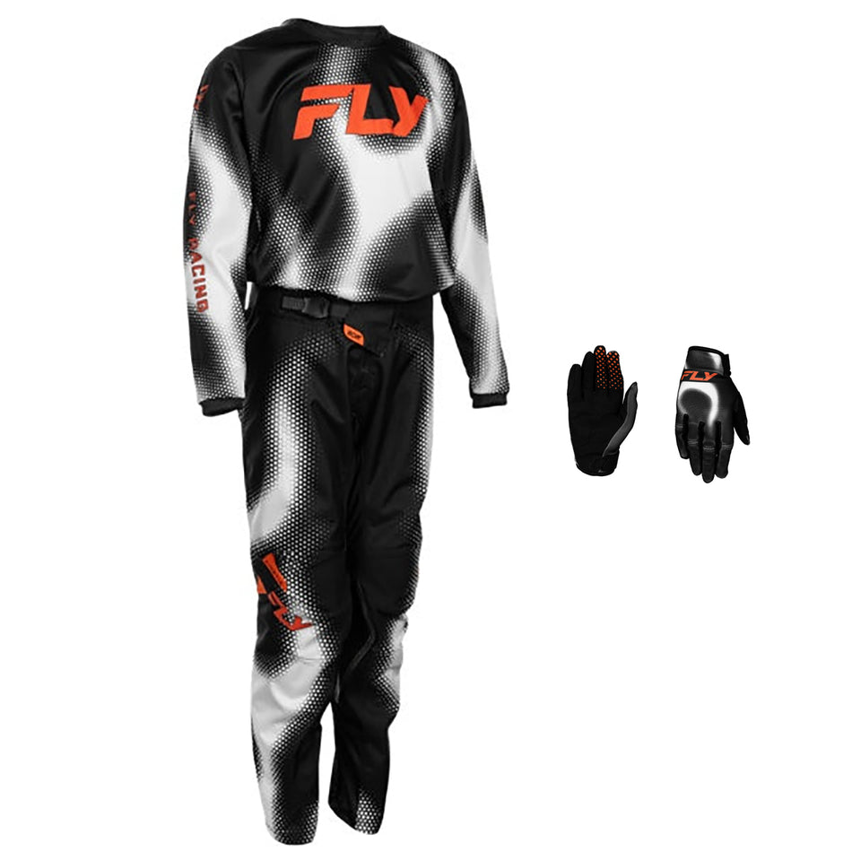 Fly Racing Youth Kinetic Torch Pants - Black/White/Orange