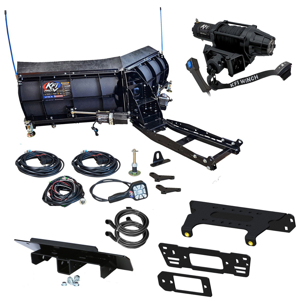 KFI Pro-V 80" Snowplow Kit Polaris Ranger Crew Pro XD/900/1000 - MojoMotoSport.com
