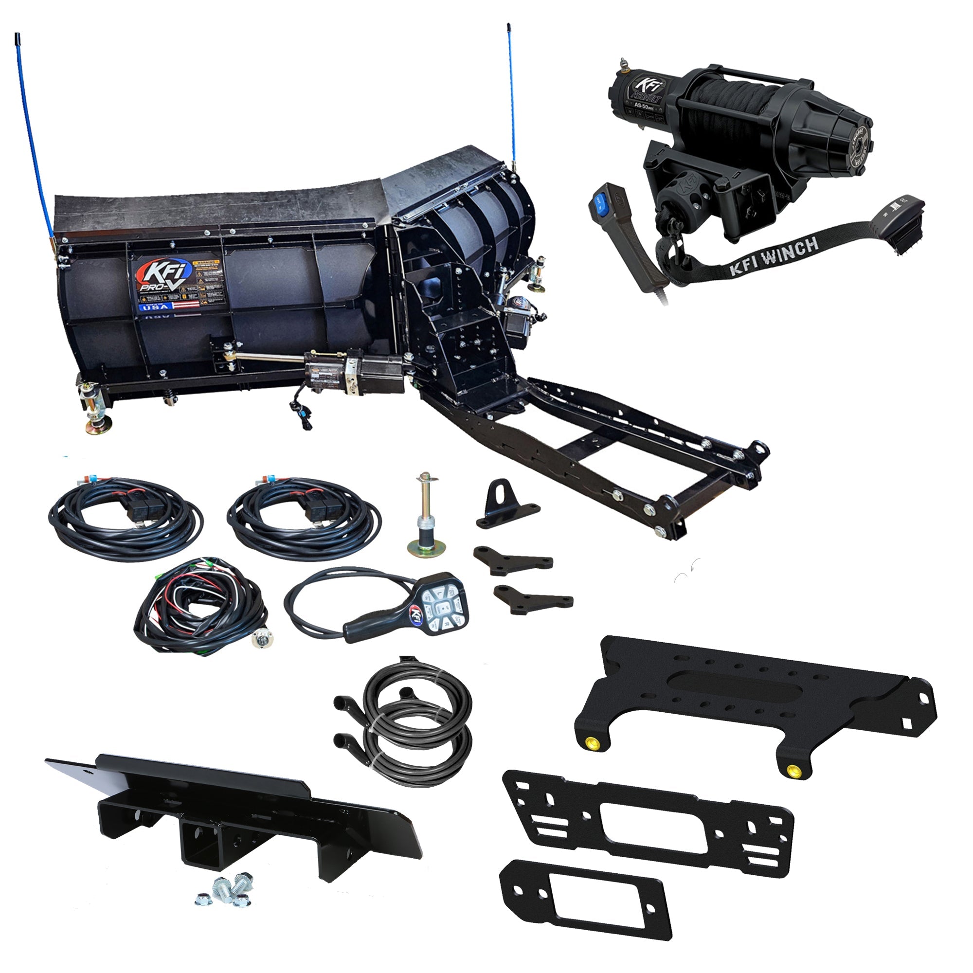 KFI Pro-V 80" Snowplow Kit Polaris Ranger Crew Pro XD/900/1000 - MojoMotoSport.com