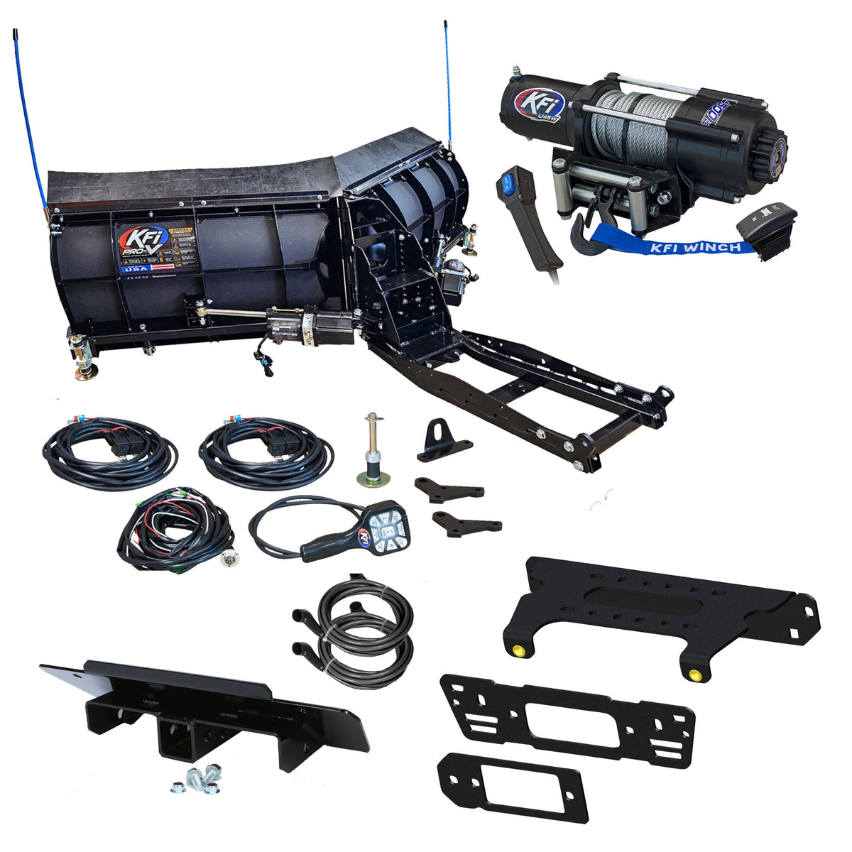 KFI Pro-V 80" Snowplow Kit Polaris Ranger Crew Pro XD/900/1000 - MojoMotoSport.com