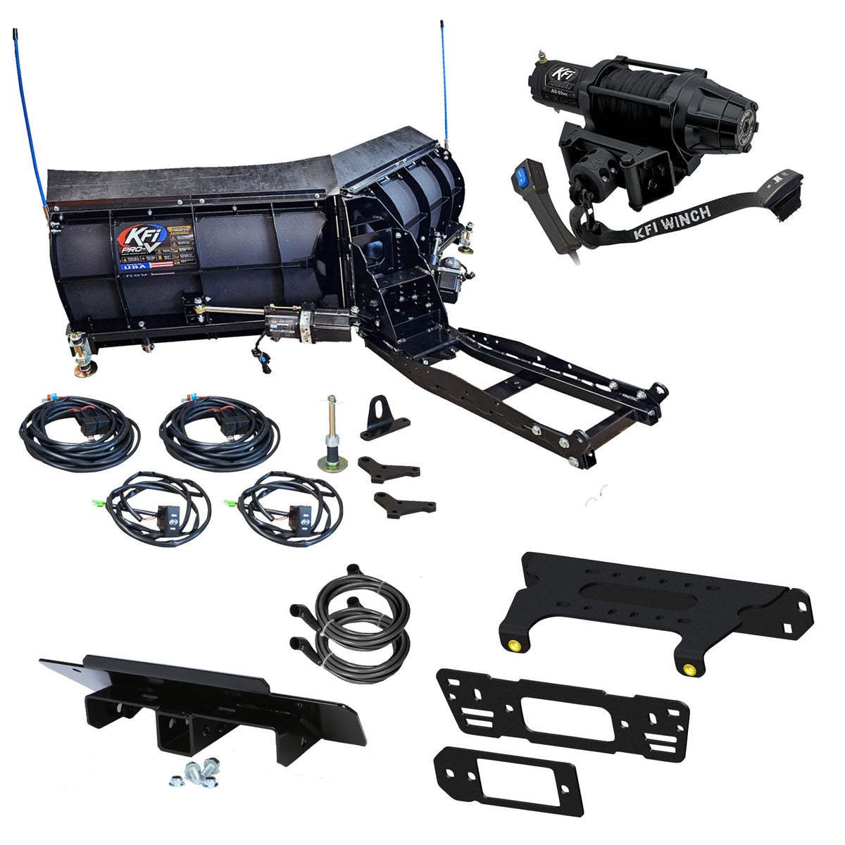 KFI Pro-V 80" Snowplow Kit Polaris Ranger Crew Pro XD/900/1000 - MojoMotoSport.com