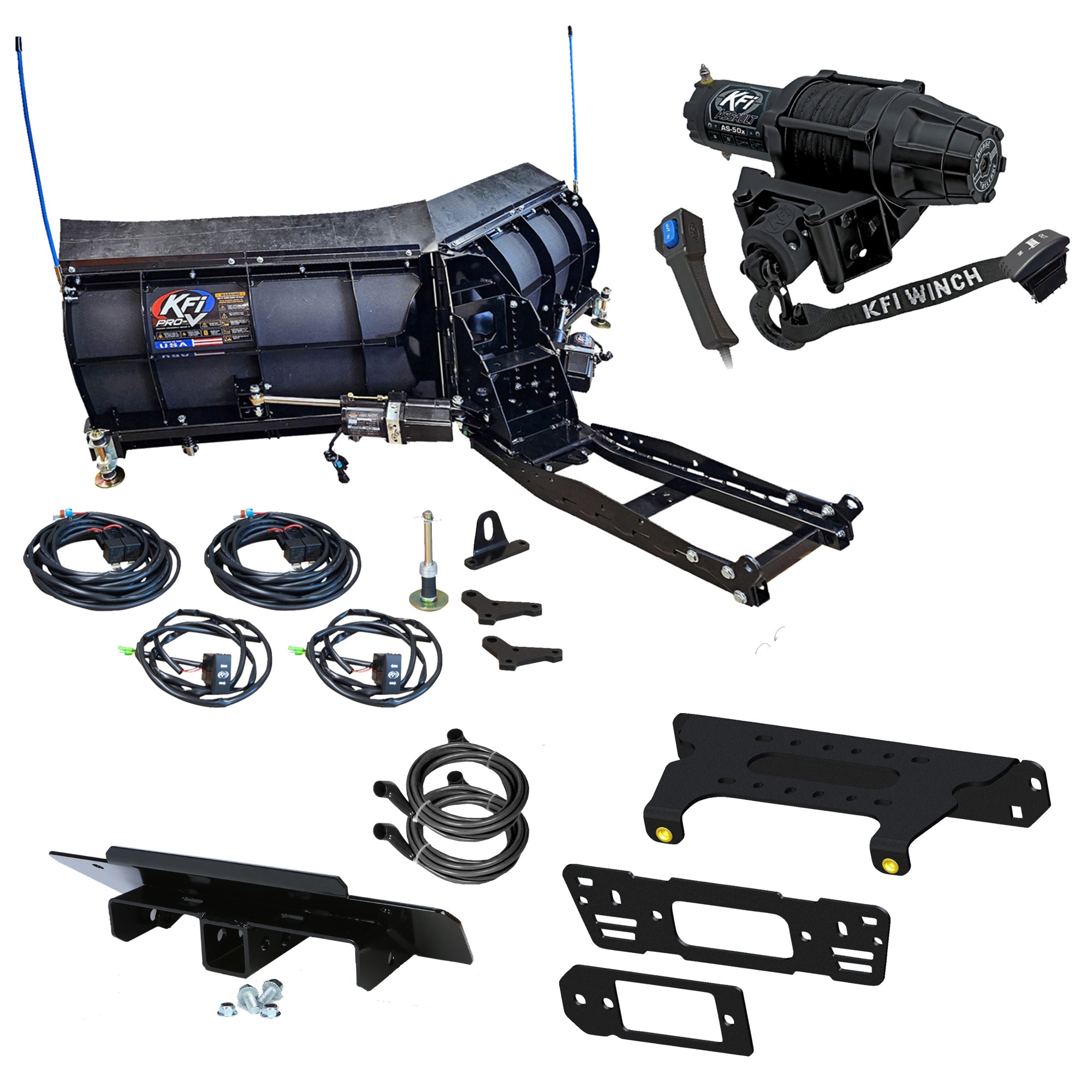 KFI Pro-V 80" Snowplow Kit Polaris Ranger Crew Pro XD/900/1000 - MojoMotoSport.com