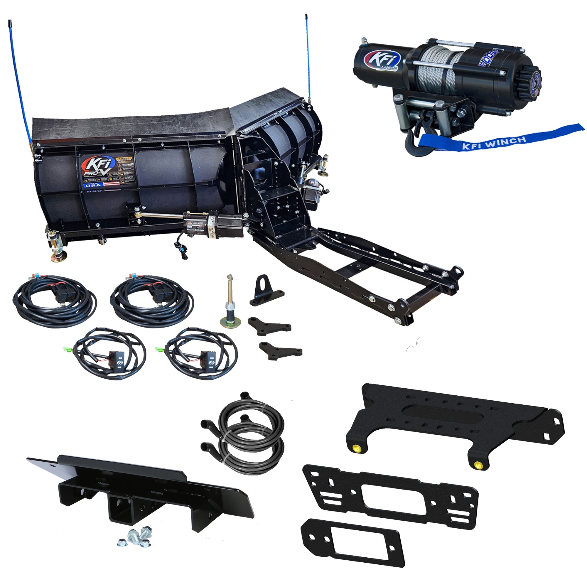 KFI Pro-V 80" Snowplow Kit Polaris Ranger Crew Pro XD/900/1000 - MojoMotoSport.com