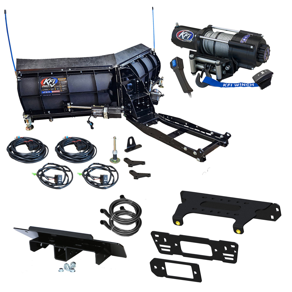 KFI Pro-V 80" Snowplow Kit Polaris Ranger Crew Pro XD/900/1000 - MojoMotoSport.com