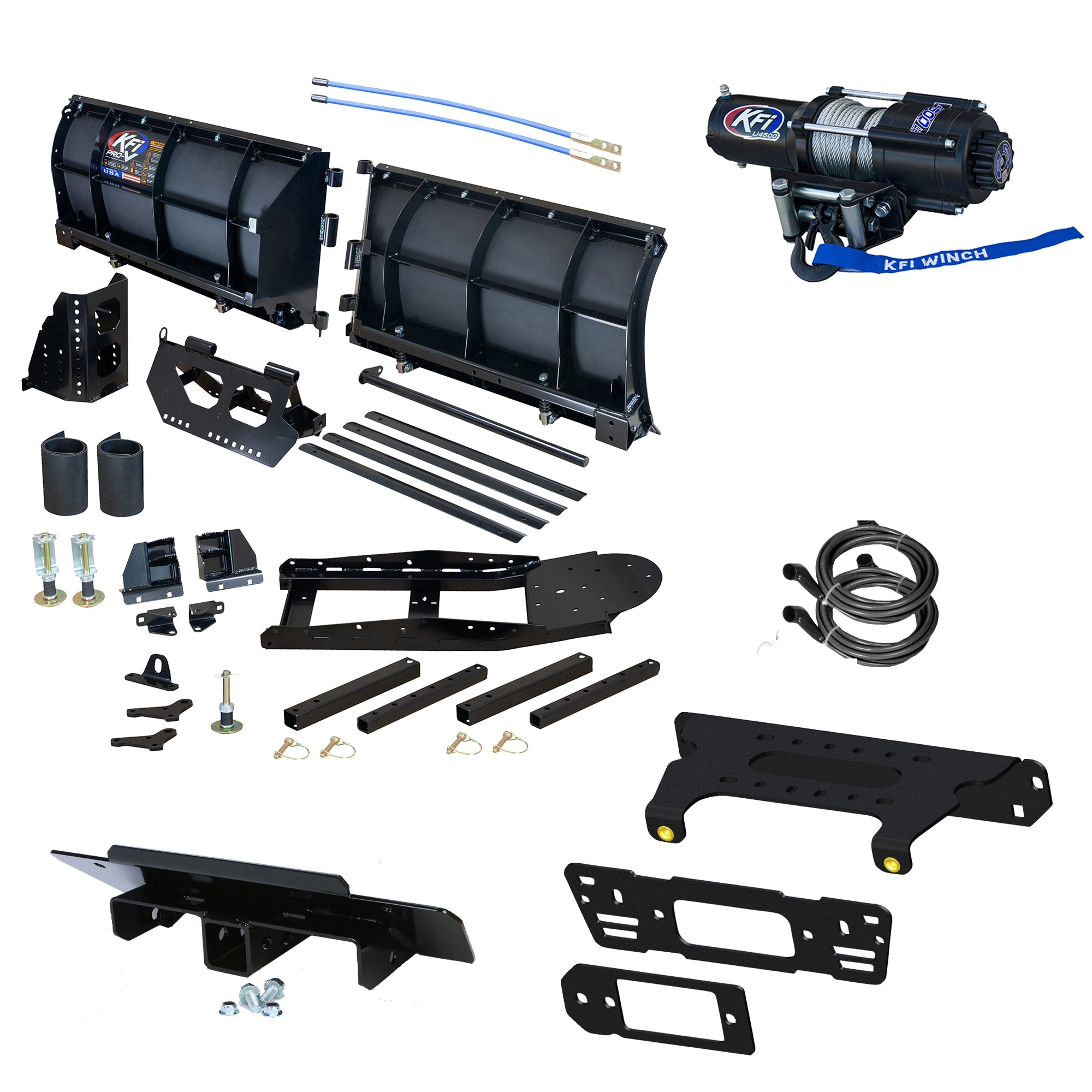 KFI Pro-V 80" Snowplow Kit Polaris Ranger Crew Pro XD/900/1000 - MojoMotoSport.com