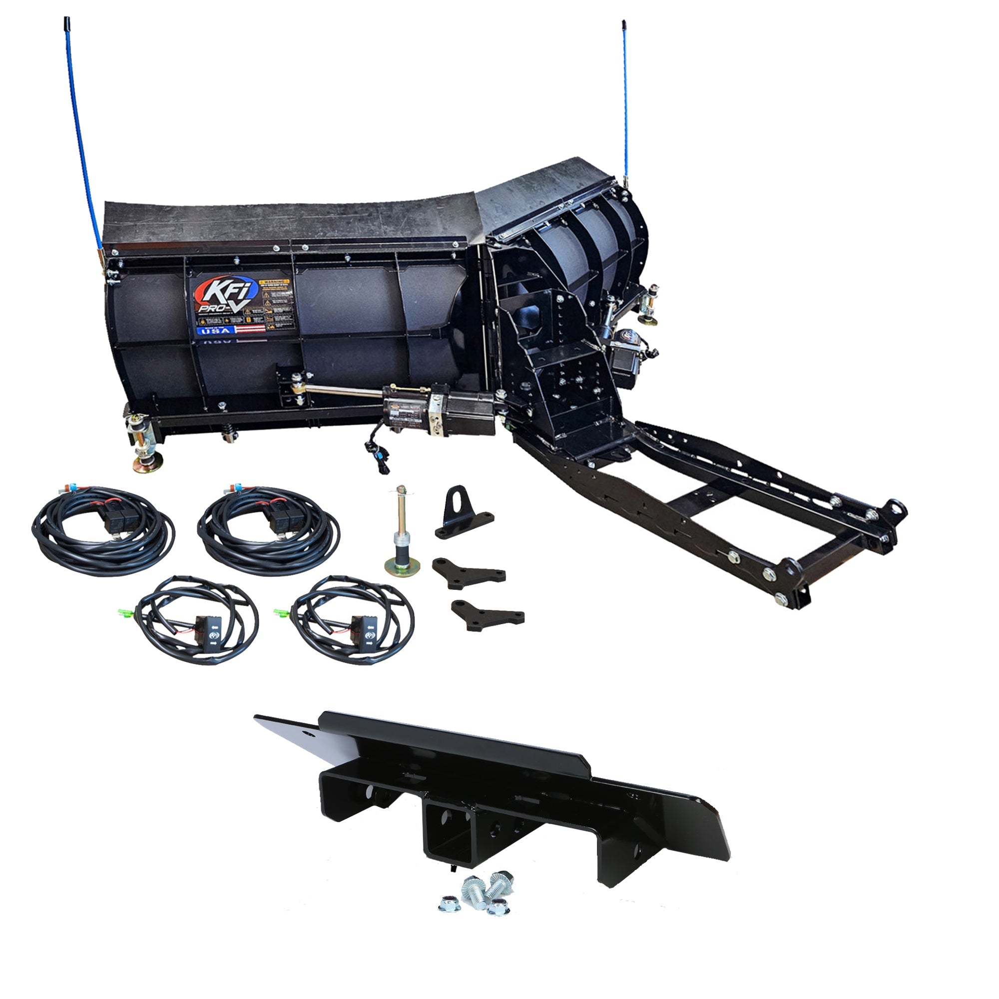 KFI Pro-V 80" Snowplow Kit Polaris Ranger Crew Pro XD/900/1000 - MojoMotoSport.com