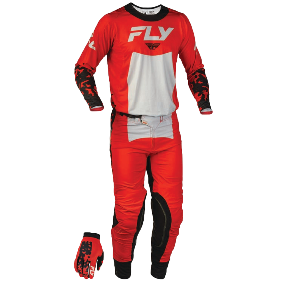 Fly Racing 2027 Youth Lite Flake Gearset - Red/Grey/Black