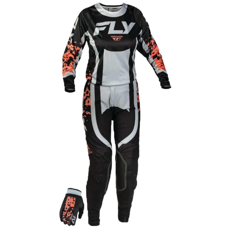 Fly Racing 2027 Women's Lite Flake Gearset - Black/Light Grey/Coral