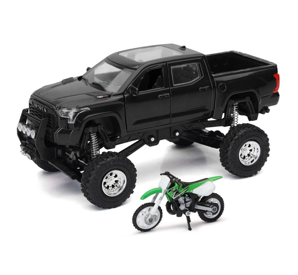 New-Ray 1:32 Scale Toyota Tundra Pick Up & Kawasaki Bike Replica Set