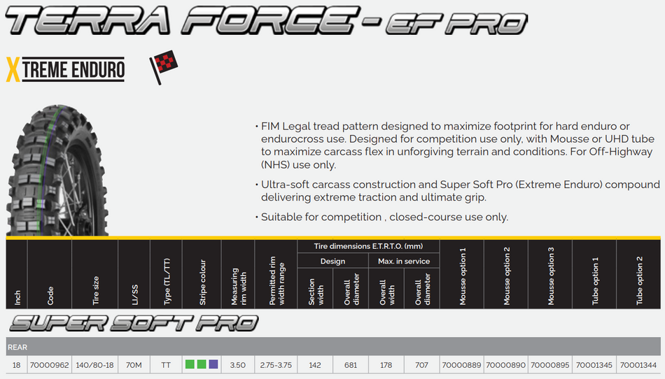 MITAS Terra Force-EF Super Soft PRO Extreme Enduro Gummy Tire