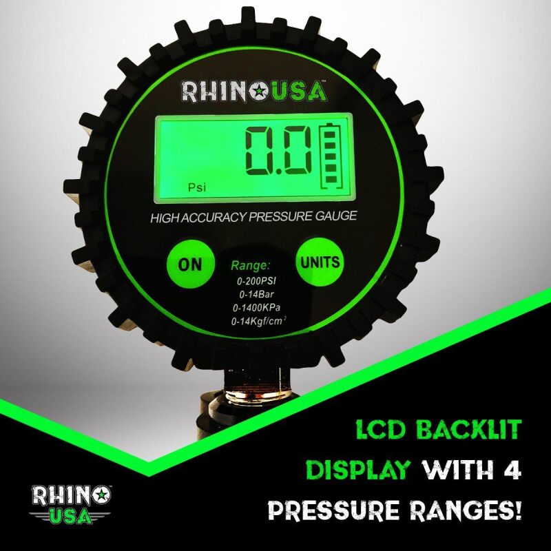 Rhino USA 200 Psi Digital Tire Inflator Gauge