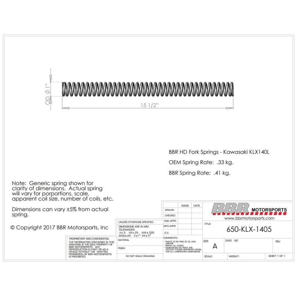 BBR HD Fork Springs KLX140G | 650 - KLX - 1505 - MojoMotoSport.com
