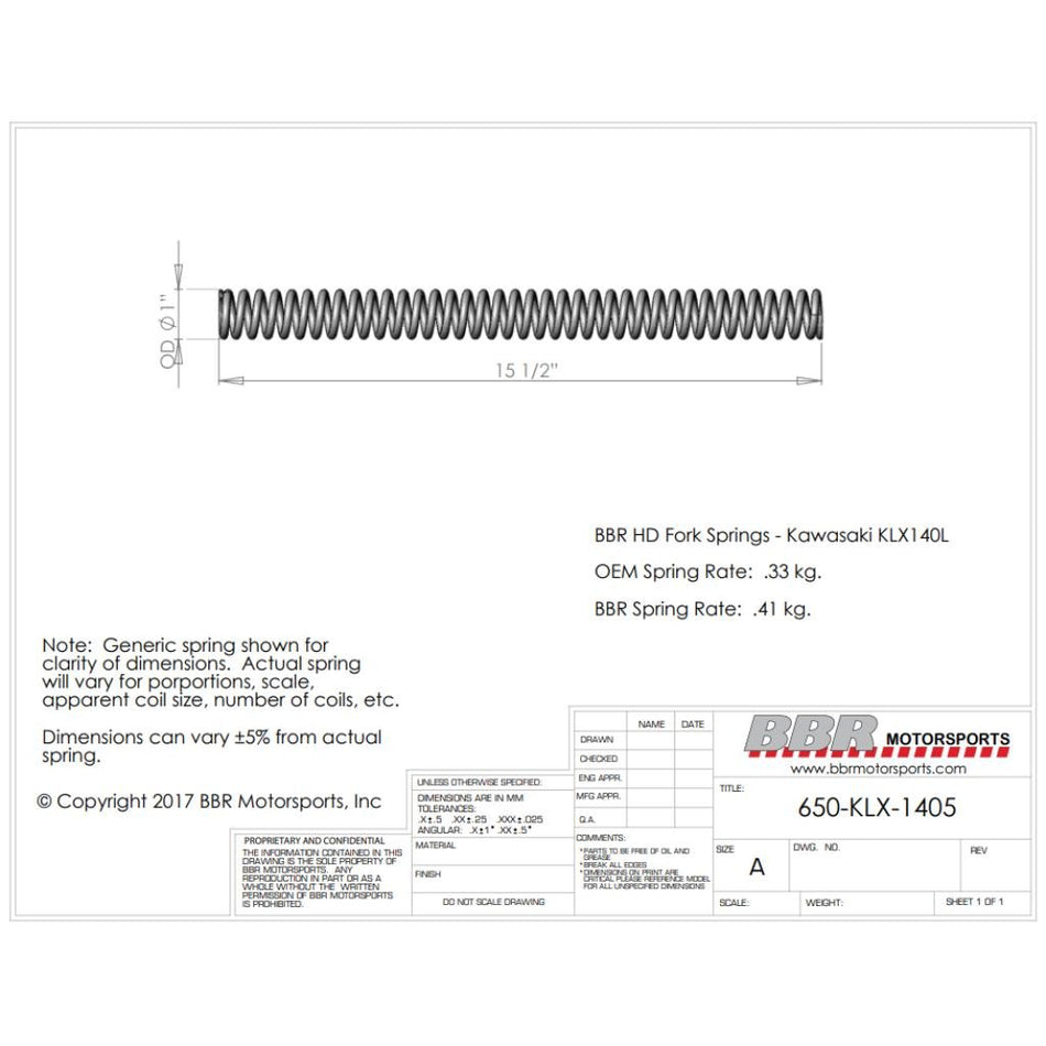 BBR HD Fork Springs KLX140G | 650 - KLX - 1505 - MojoMotoSport.com