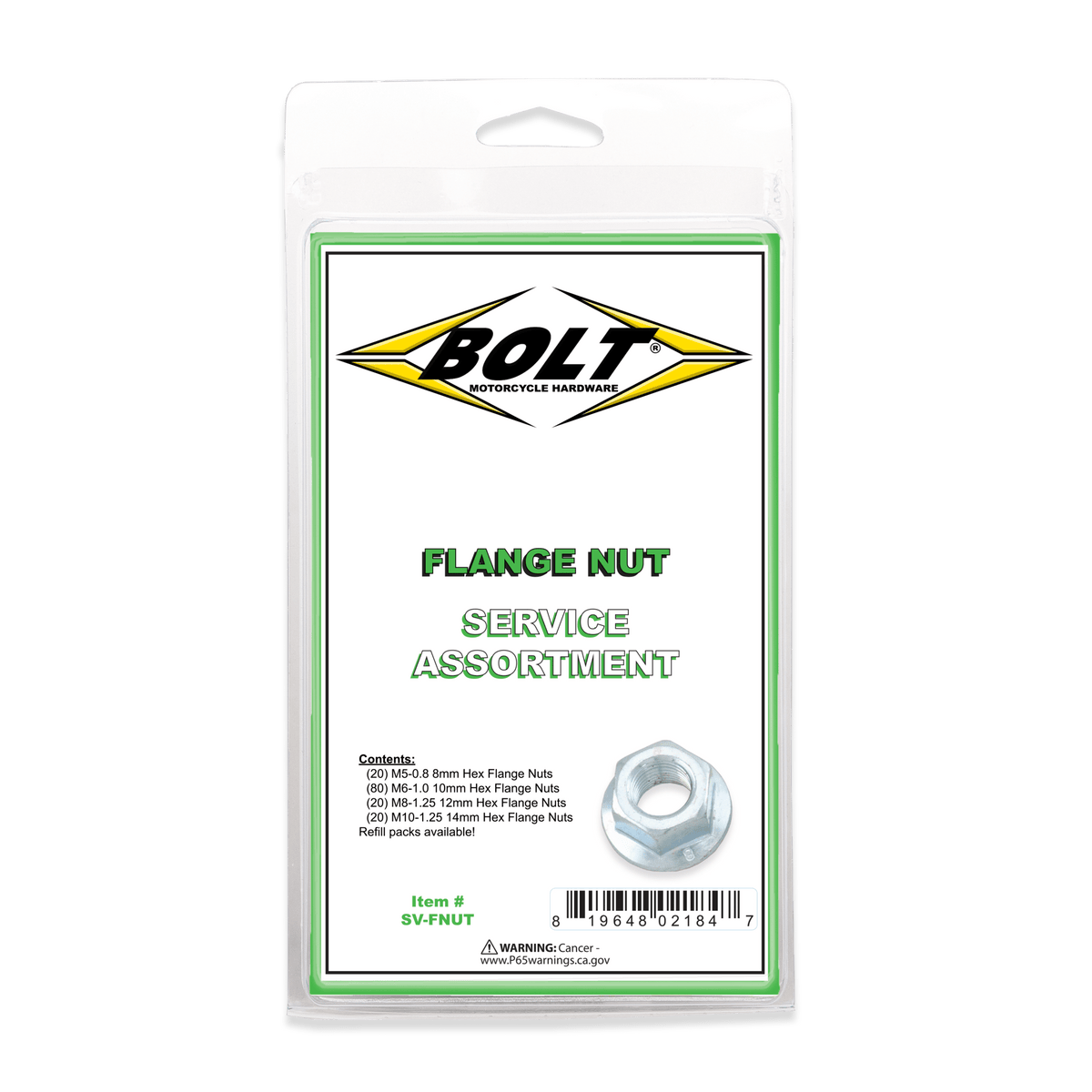 Bolt Flange Nut Assortment 140 Piece Kit | SV - FNUT - MojoMotoSport.com