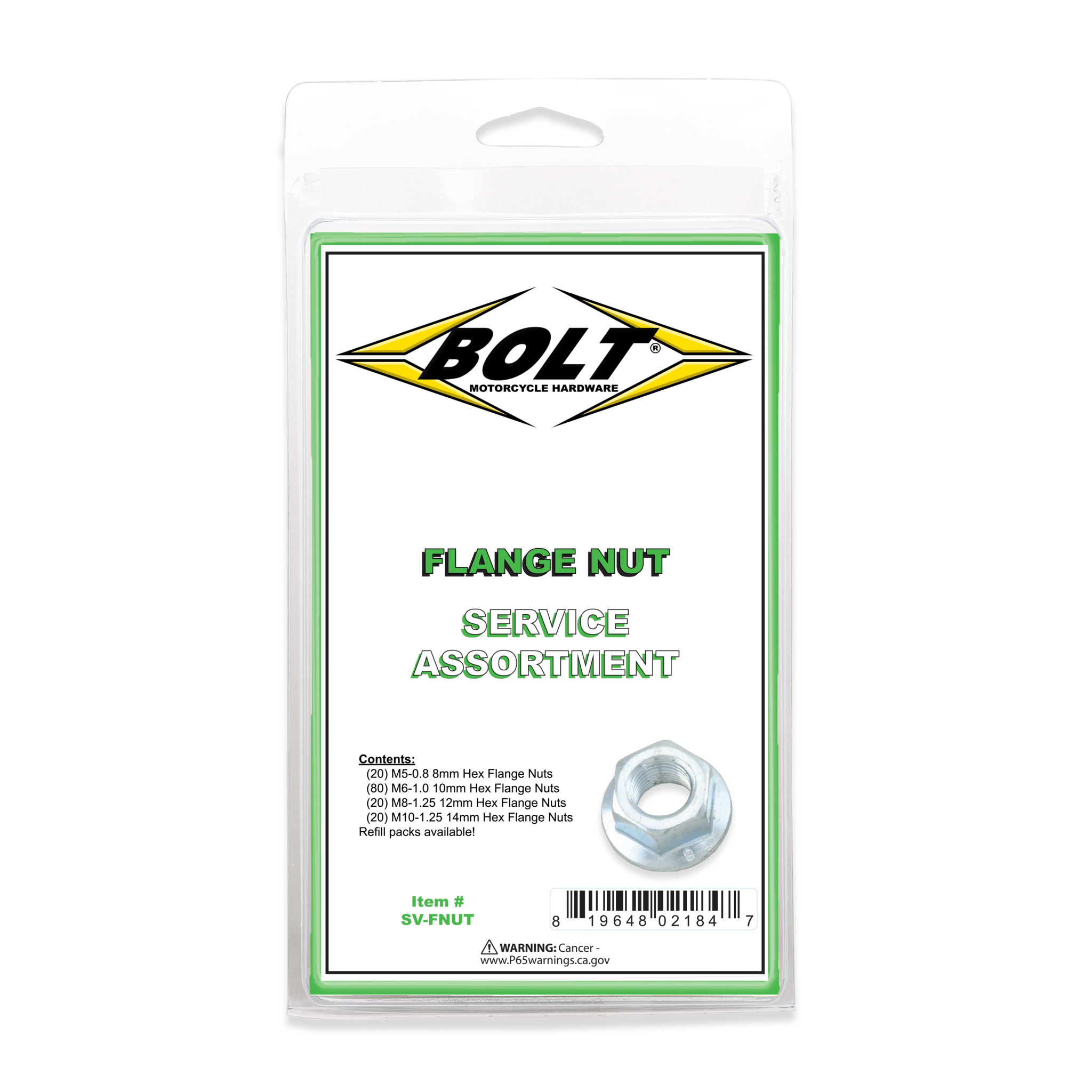 Bolt Flange Nut Assortment 140 Piece Kit | SV - FNUT - MojoMotoSport.com