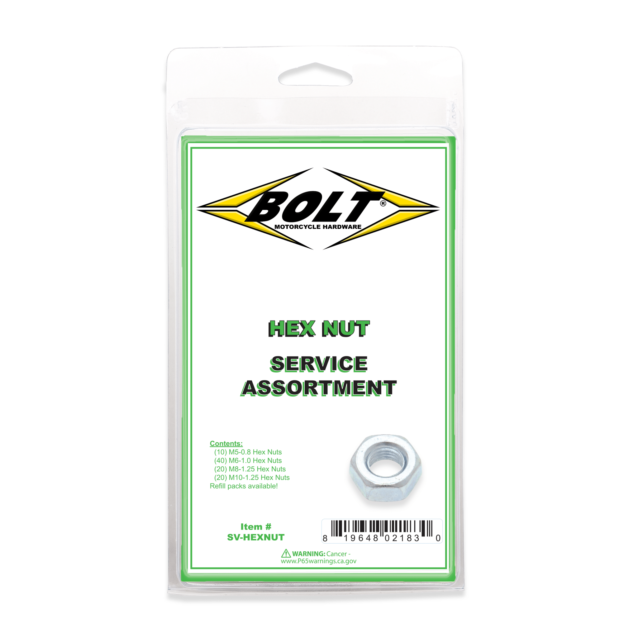 Bolt Hex Nut Assortment 90 Piece Kit | SV - HEXNUT - MojoMotoSport.com