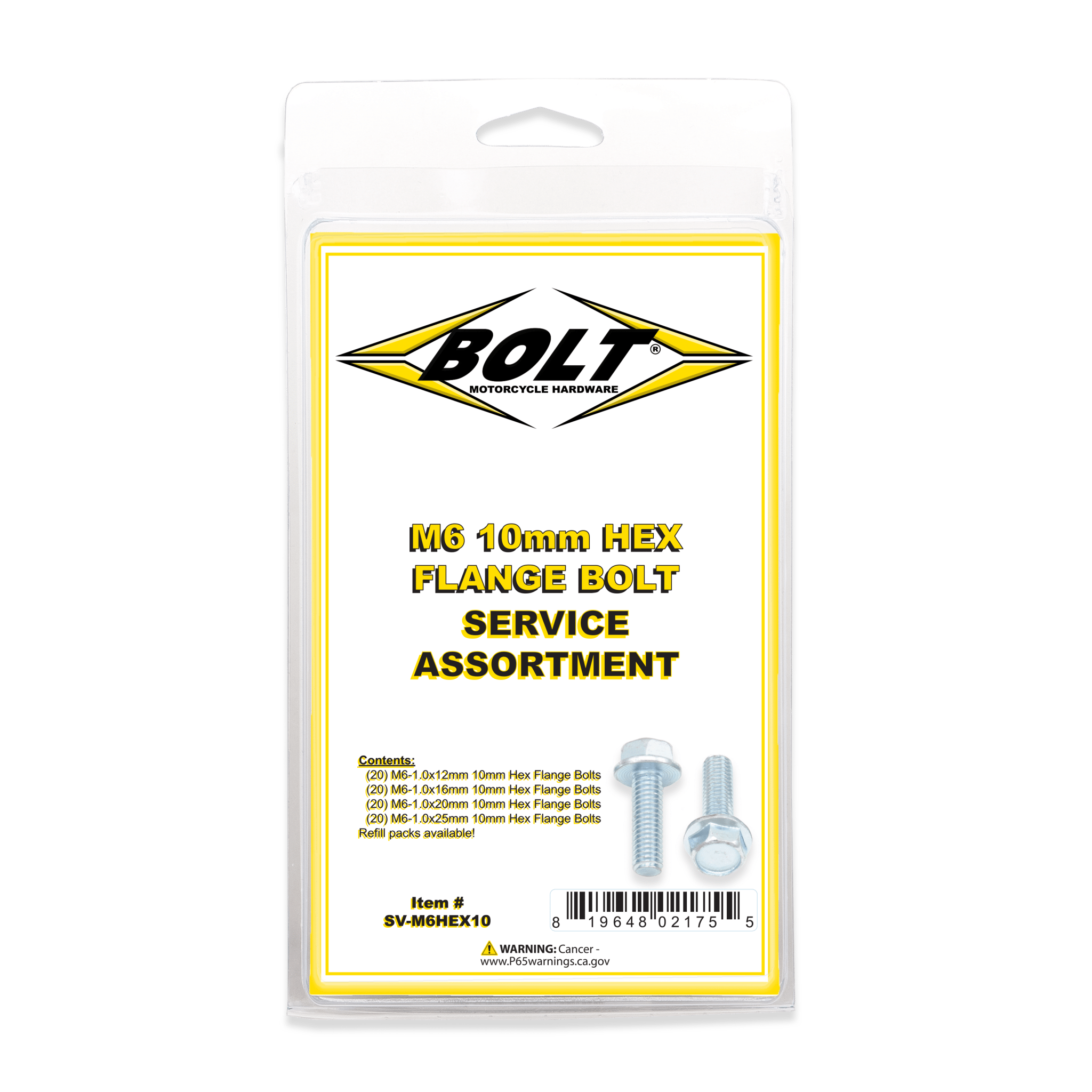 Bolt M6 10Mm Hex Flange Bolt Assortment 80 Piece Kit | SV - M6HEX10 - MojoMotoSport.com