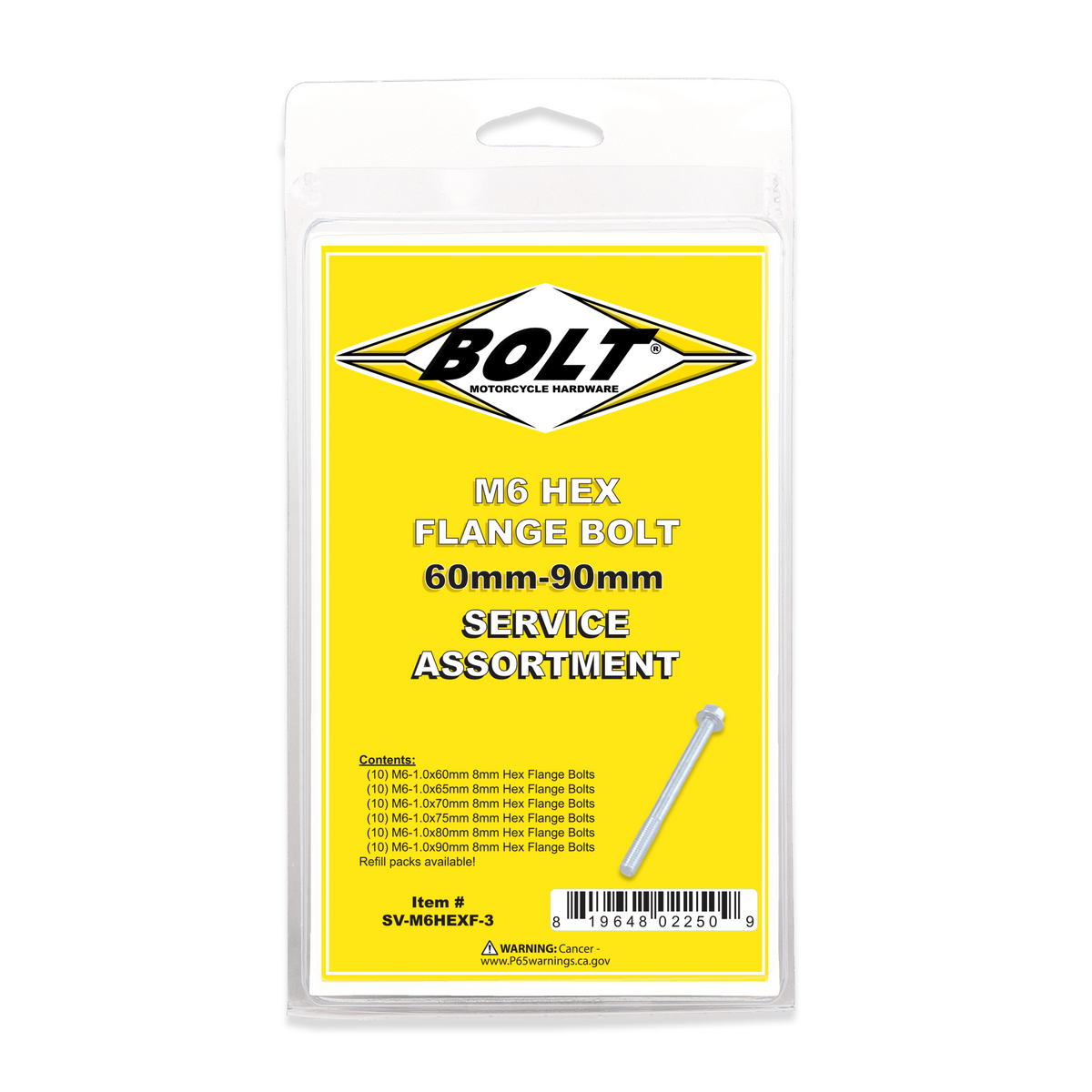 Bolt M6 8Mm Hex Flange Bolt Assortment 60 Piece Kit | SV - M6HEXF - 3 - MojoMotoSport.com
