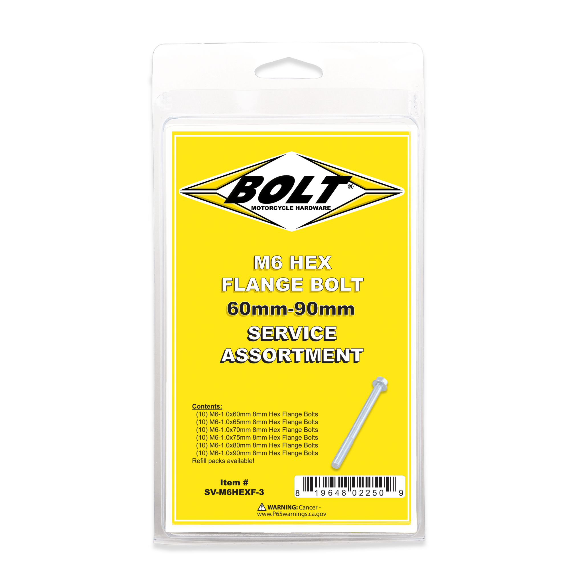 Bolt M6 8Mm Hex Flange Bolt Assortment 60 Piece Kit | SV - M6HEXF - 3 - MojoMotoSport.com