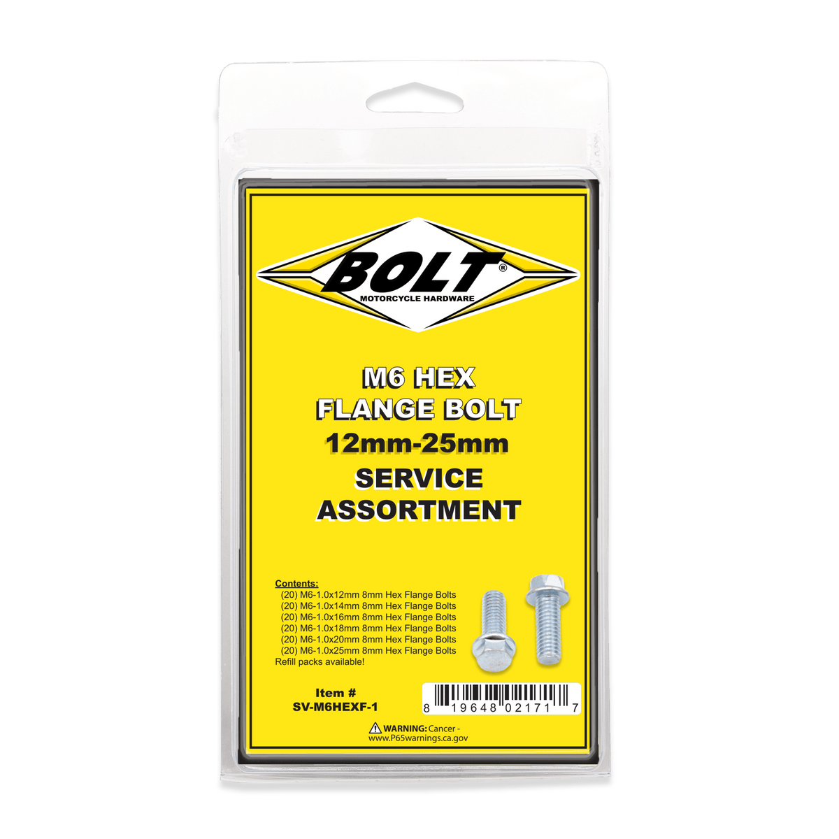 Bolt M6 8Mm Hex Flange Bolt Asst 1 | SV - M6HEXF - 1 - MojoMotoSport.com
