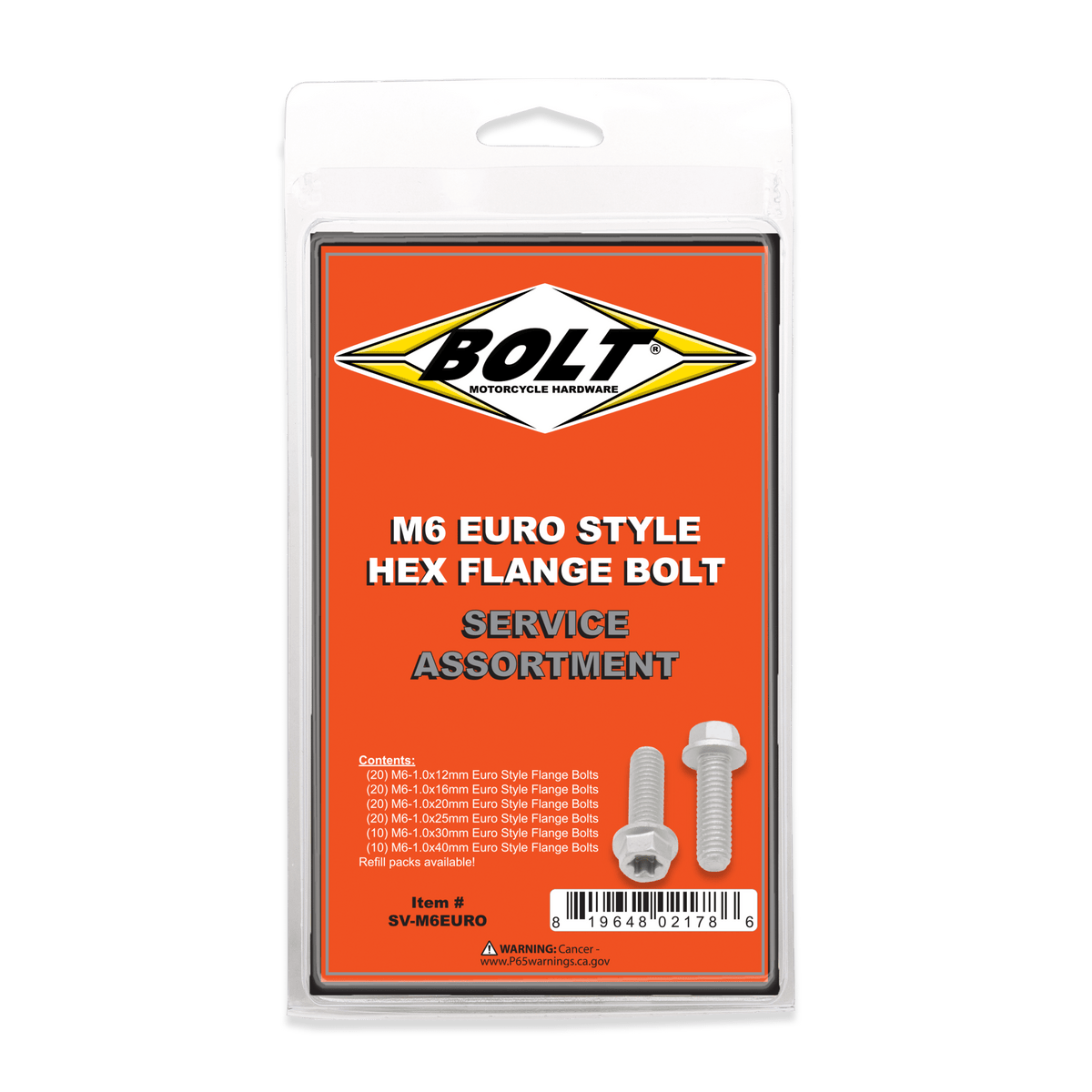 Bolt M6 Euro Torx Flange Bolt Assortment 100 Piece Kit | SV - M6EURO - MojoMotoSport.com