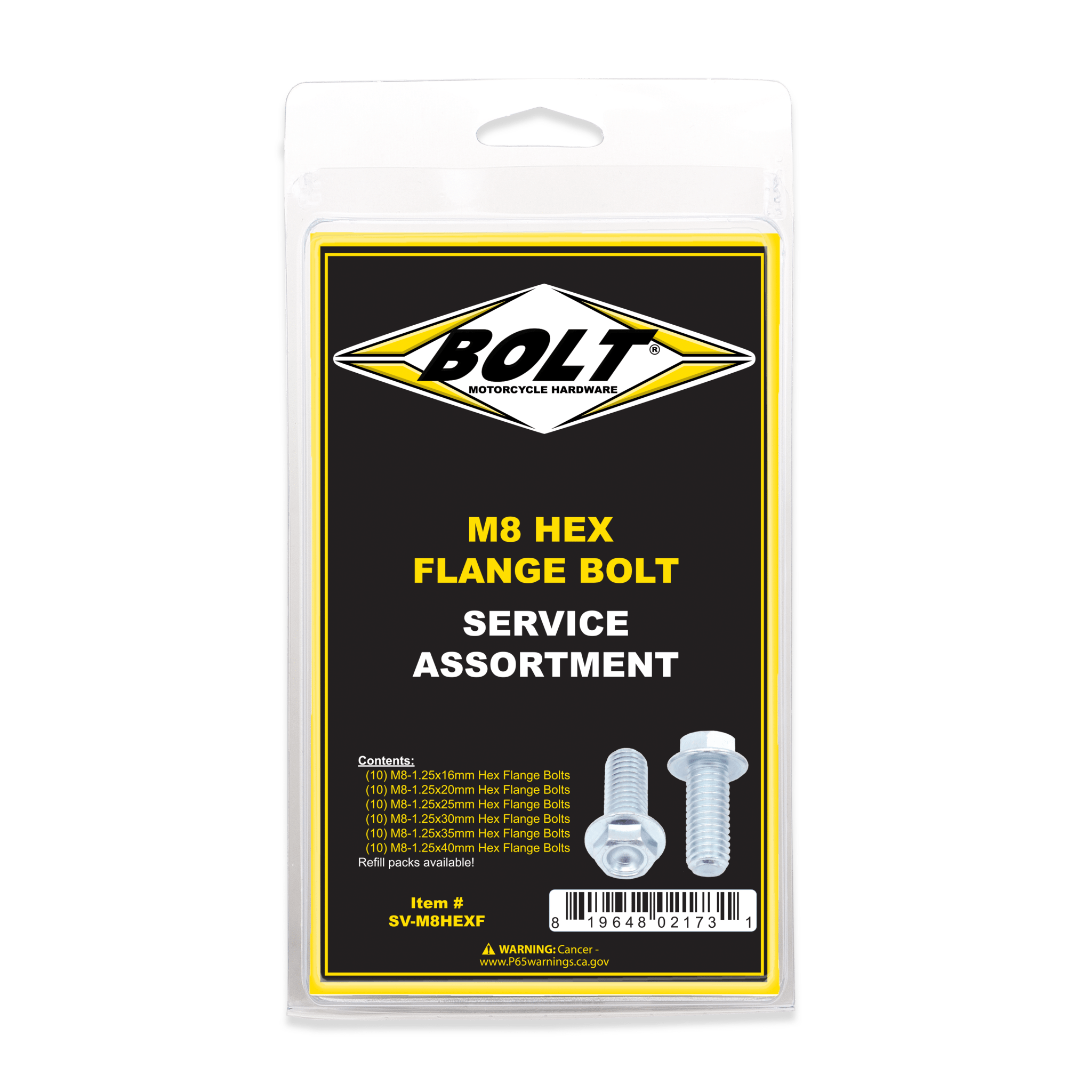 Bolt M8 10Mm Hex Flang Bolt Asst 1 | SV - M8HEXF - MojoMotoSport.com
