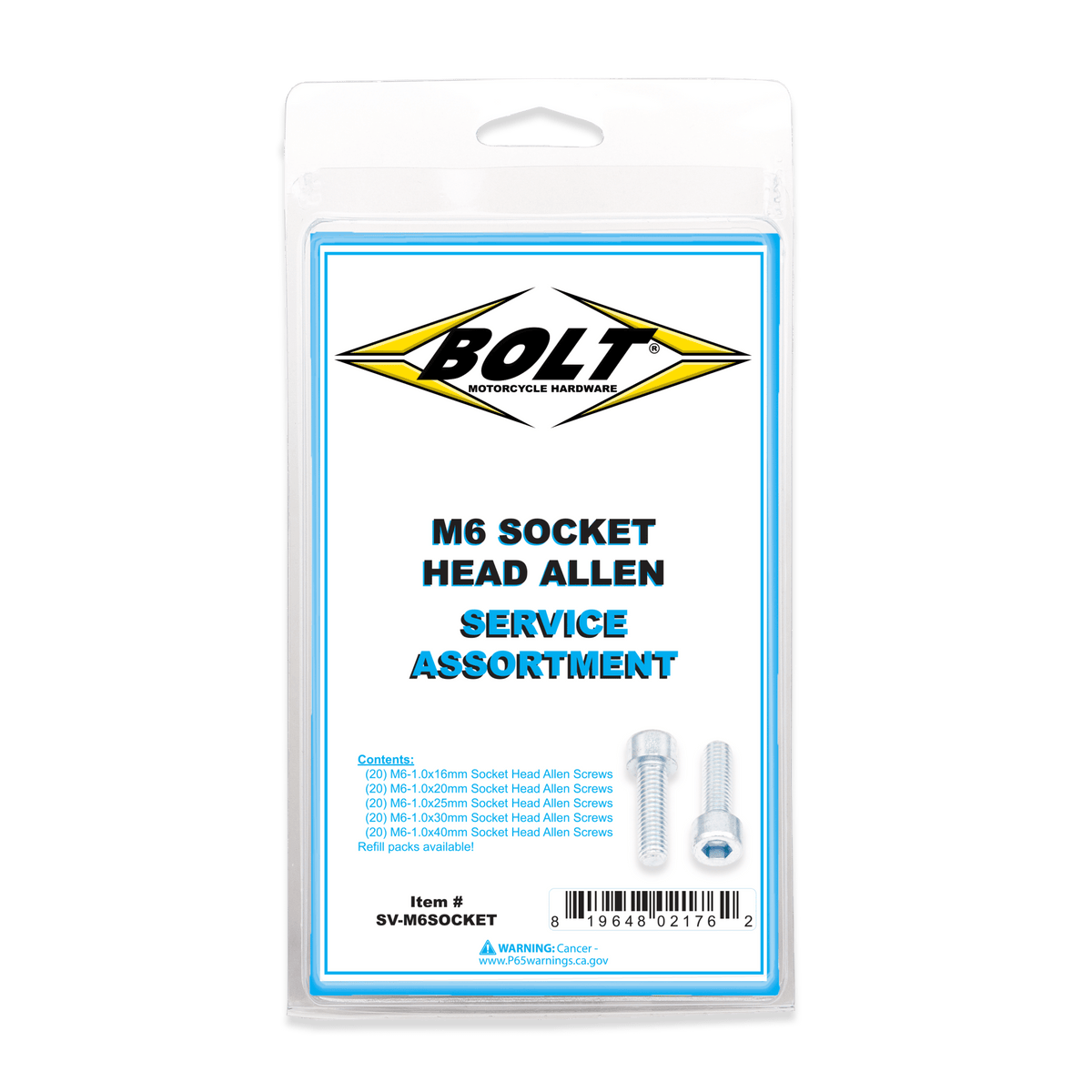 Bolt Smooth Socket Head Allen Bolt Assortment 80 Piece Kit | SV - M6SOCKET - MojoMotoSport.com