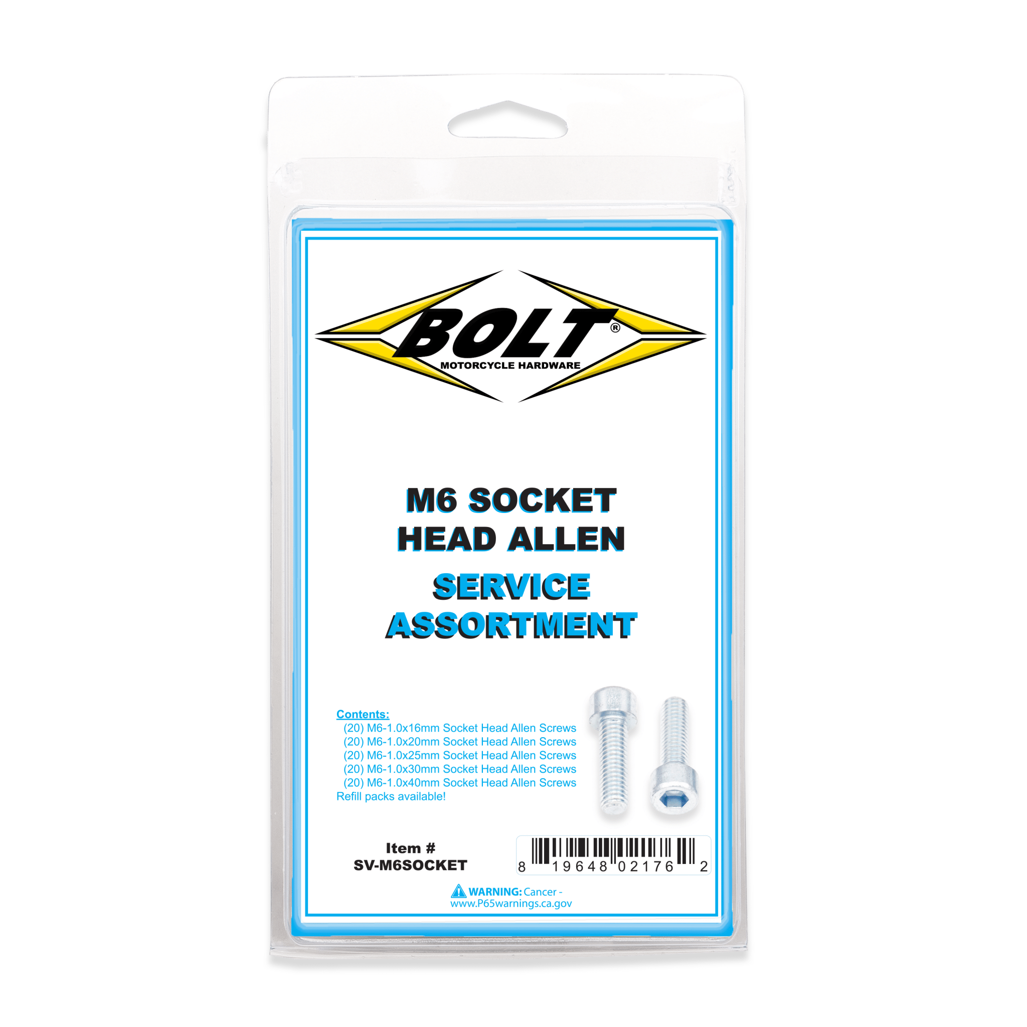 Bolt Smooth Socket Head Allen Bolt Assortment 80 Piece Kit | SV - M6SOCKET - MojoMotoSport.com