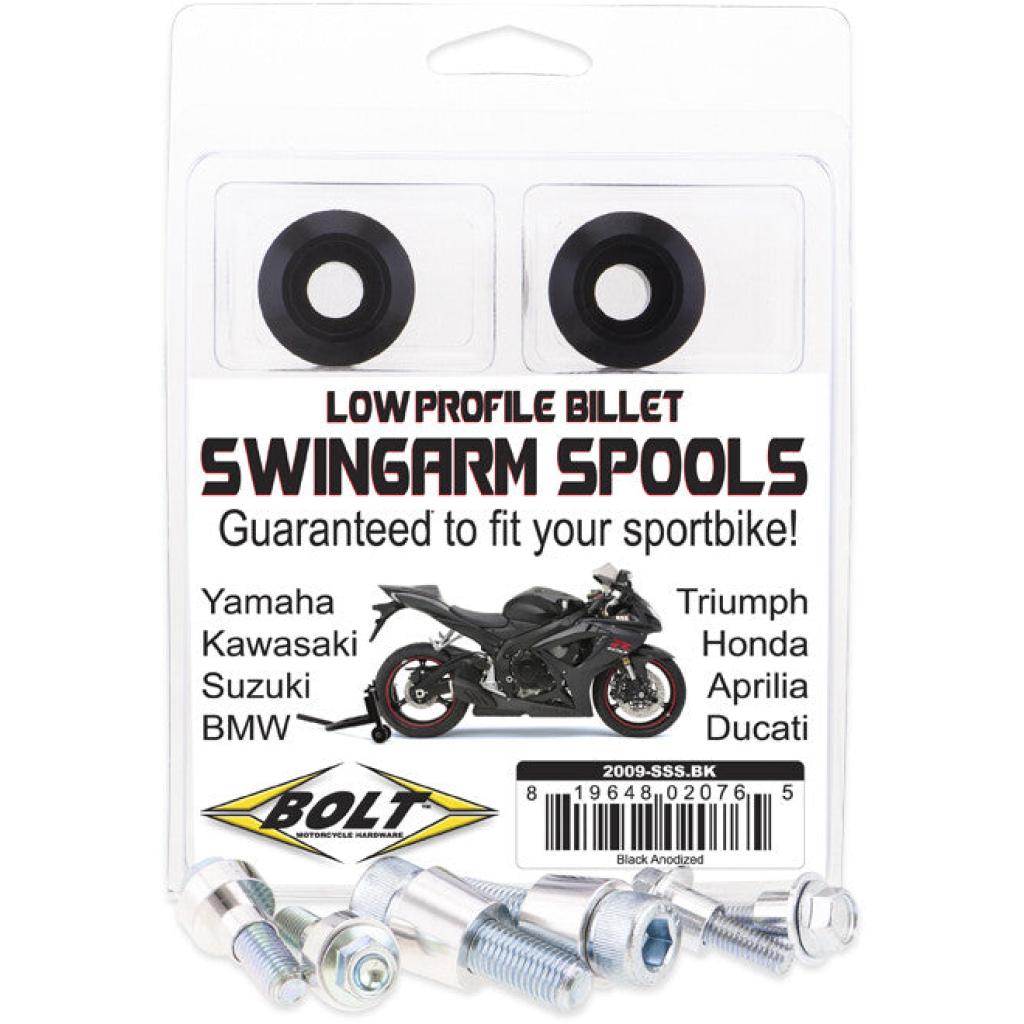 Bolt Swingarm Spools Black | 2009 - SSS.BK - MojoMotoSport.com