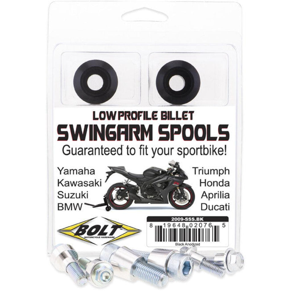 Bolt Swingarm Spools Black | 2009 - SSS.BK - MojoMotoSport.com