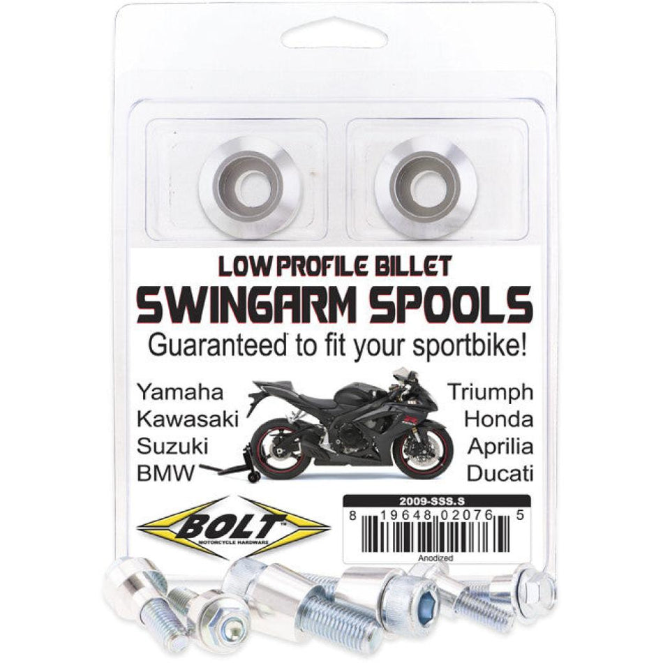 Bolt Swingarm Spools Silver | 2009 - SSS.S - MojoMotoSport.com