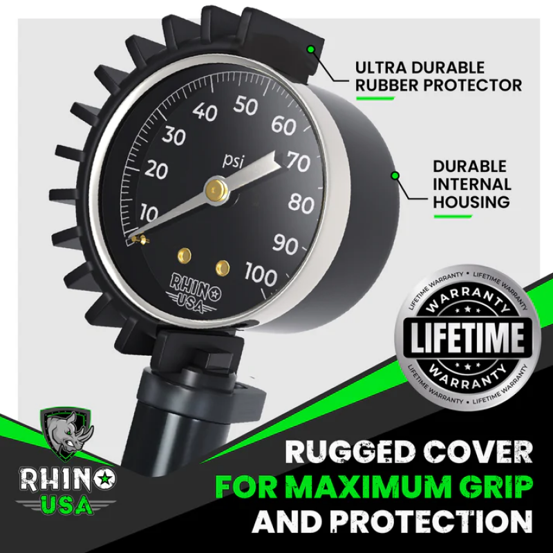 Rhino USA 100 Psi Analog Tire Inflator Gauge