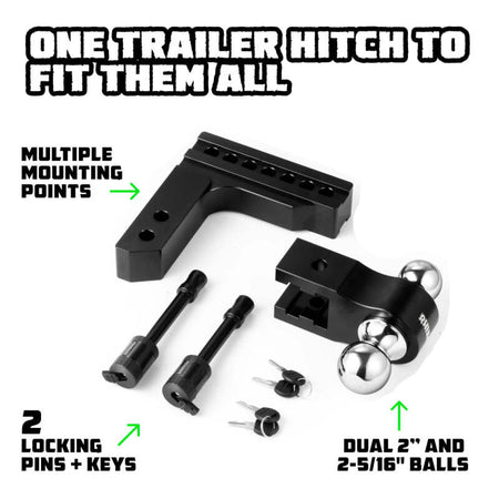 Rhino USA 6In Heavy Duty Drop Hitch - 2In (Silver)