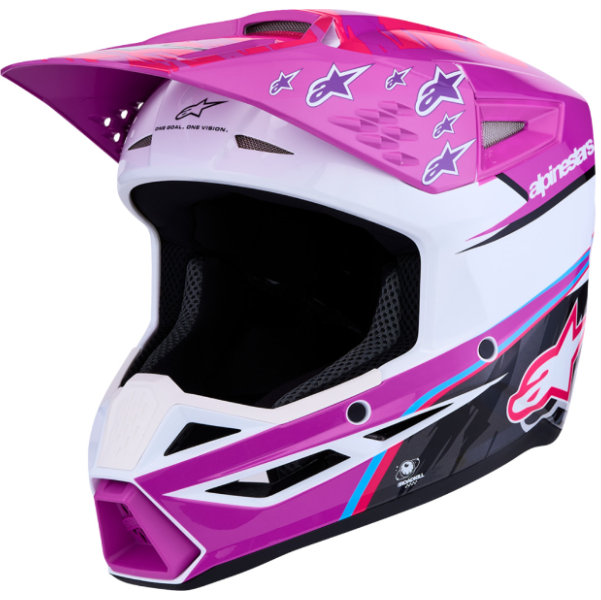 Alpinestars Youth SM3 Wurx Helmet Large Gloss Black / Yellow Fluo / Blue / Red