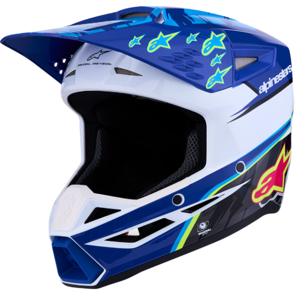 Alpinestars Youth SM3 Wurx Helmet Large Gloss Black / Yellow Fluo / Blue / Red